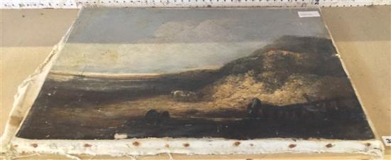 Unframed oil coastal scene